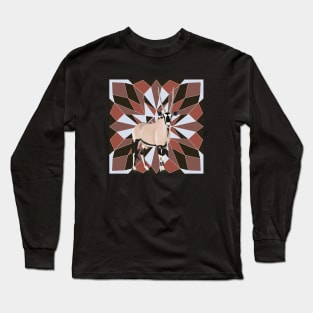 Oryx Antelope From Africa Red Geometric Background Long Sleeve T-Shirt